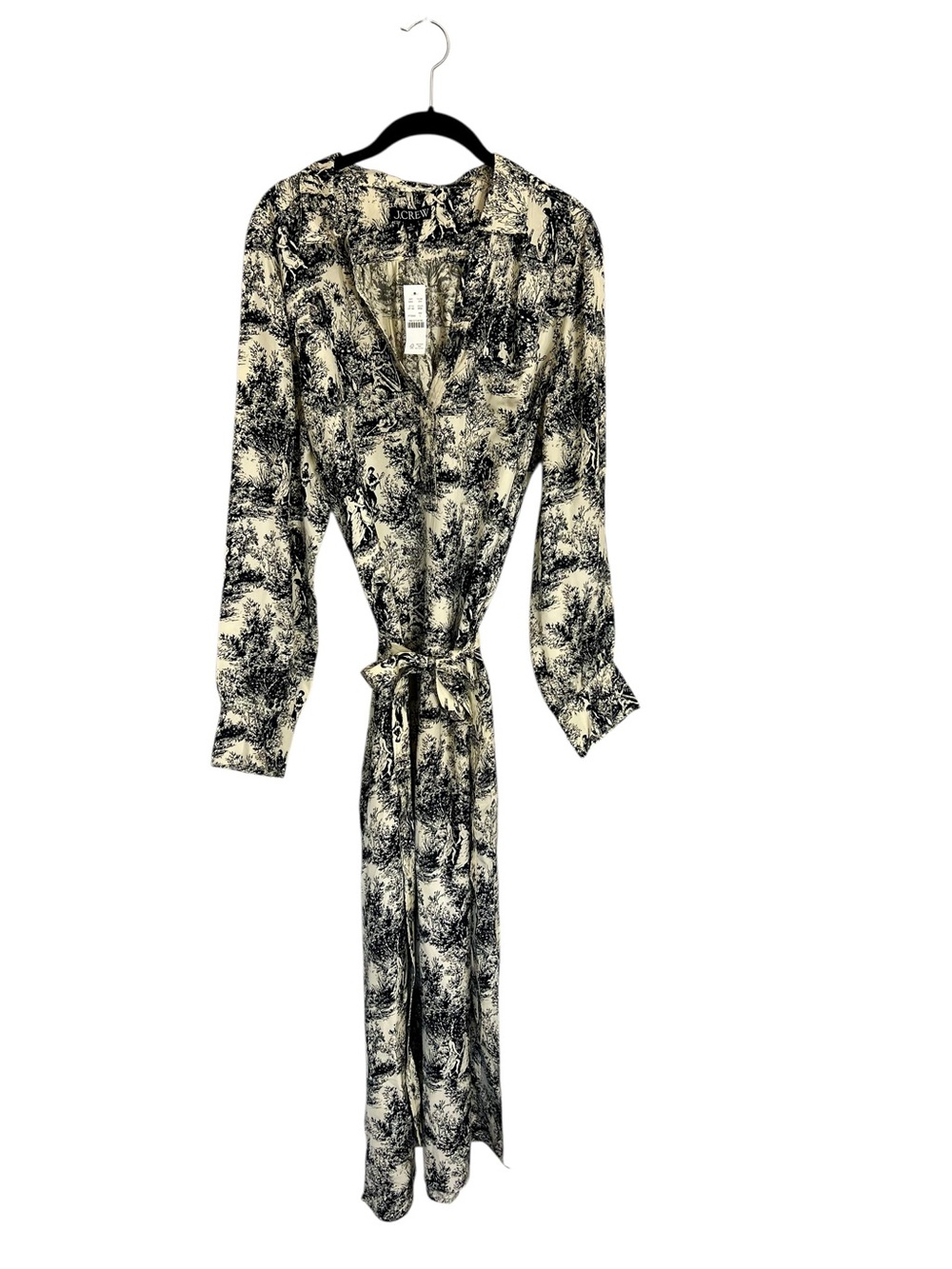 NWT J. Crew Bungalow long sleeve belted maxi dress toile drapey viscose twill L - Picture 5 of 15